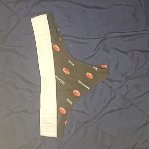 Victoria's Secret PINK football thong panty sz sm